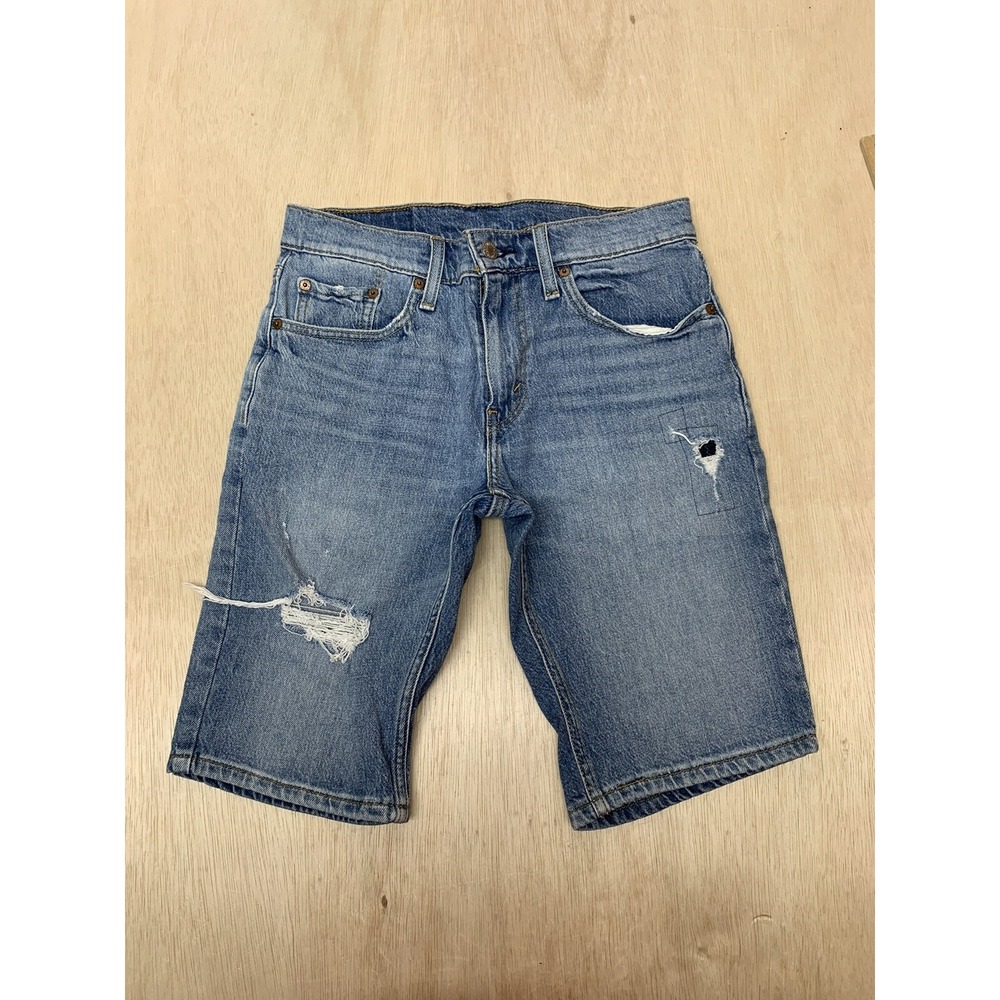 Levi's 502 Shorts Men's Size 29 Approx 30x11 Blue Distressed Denim Bermuda